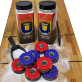 Shuffleboard Pucks w/Shuffleboard Wax High Speed (2 Cans), Mini Dustpan and Brush for Shuffleboard Table, Complete Shuffleboard Accessories Bundle (2 5/16" (58mm)) YDDS