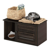 Furinno Peli Farmhouse Hidden Cat Litter Box with Divider, Ebony Furinno