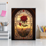 DOMROM Framed Paint by Numbers Kit for Adults Beginners with Wooden Easel, DIY Rose Paint by Number Kit on Canvas, DIY Oil Painting Kits for Home Wall Decor Gift 12x16inch DOMROM