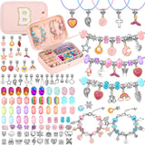 Girls Charm Bracelet Making Kit with Jewelry Box for Kids Charm Beads for Jewelry Making DIY Bracelet Craft Kit for Girls Age 8-12 Birthday Gifts Valentine Christmas Billbotk