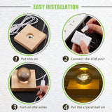 Honoson 8 Pcs Wooden LED Display Base Lighted Base for Crystal Art Wood Display Lighted Base for Glass Art LED Lighted Base for Display 3D Crystal Glass Warm Light (Round and Square Surface Style) Honoson