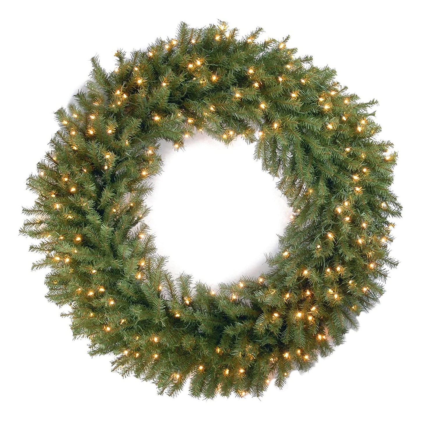 National Tree Company Pre-Lit Artificial Christmas Wreath, Green, Norwood Fir, White Lights, Christmas Collection, 48 Inches