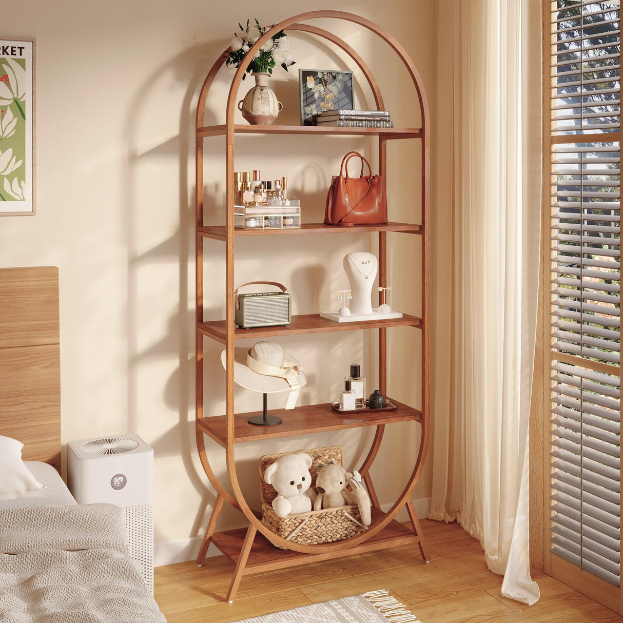 Tribesigns Bookshelf 5-Tier Arched Bookcase, 70.8" Tall Modern Open Book Shelves, Storage Shelves with Metal Frame, Freestanding Display Rack for Living Room, Bedroom, Office Tribesigns