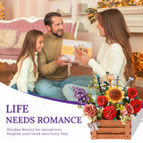 Wowood 3D Wooden Flower Puzzle for Adults-Wooden Bloom Box, DIY Craft Model Kit Building Set, Botanical Decor Creative Gift for Lovers Nature Enthusiasts (658PCS) Wowood