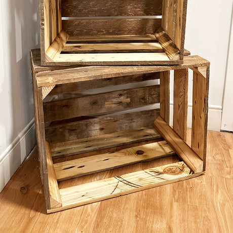 Modern Timber Craft Rustic Wooden Crates | Reclaimed Barnwood Nesting Crates | Barnwood Storage Boxes | Modern Farmhouse Box Crate (Large 20 x 15 x 12.5) Modern Timber Craft