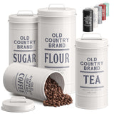 Barnyard Designs Canister Sets for Kitchen Counter, Farmhouse Canisters Sets for the Kitchen Countertop, Coffee Tea Sugar Flour Metal Containers with Lid (White) Barnyard Designs