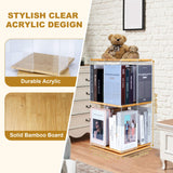 Qriocioa 360° Rotating Acrylic Bookshelf - Stylish 2-Tier Corner Storage Rack for Home and Playroom Qriocioa