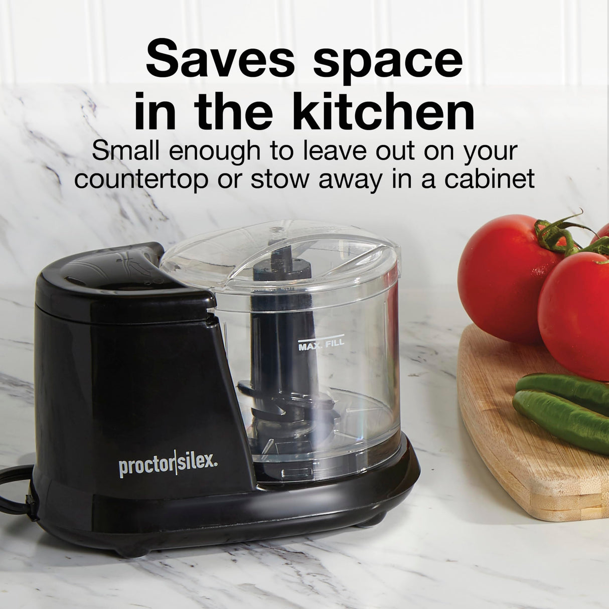 Proctor Silex Durable Electric Vegetable Chopper & Mini Food Processor for Chopping, Puree & Emulsify, 1.5 cups, Black Proctor Silex