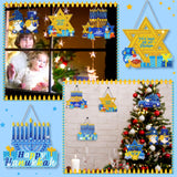Zonon 6 Pcs Hanukkah Diamond Art Painting Hanging Sign Set Hanukkah Star Diamond Art Adults 5d DIY Craft Acrylic Pendant Ornaments Kits for Home Wall Door Window Decor Zonon
