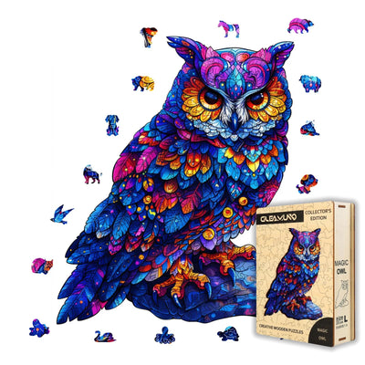 GLEAMUNO Magic Owl Wooden Puzzles for Adults – 225 Pcs, 13.6" x 16.1", Unique Shapes, Gift Packaging, Natural Materials, Puzzles up Wooden Jigsaw Puzzles for Adults, Gift Ideas, Family Games