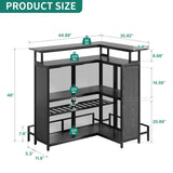 YITAHOME Modern L-Shaped Mini Home Bar Unit with Music-Responsive LED Light and Storage Solutions in Black YITAHOME