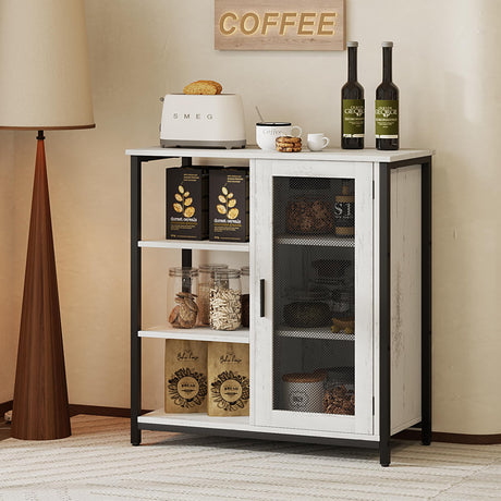 jajov 27.5'' Coffee bar Cabinet with Storage, Small Corner Coffee Stand Station for Kitchen, Farmhouse Dining Hutch Cabinet, Multipurpose Side Console Table (White) jajov
