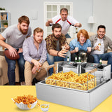 TANGME Commercial Deep Fryer, 3400w Electric Countertop Fryer with 3 Baskets, 22L/23.25Qt 1mm Thickened Stainless Steel Single Oil Fryer with Temperature Limiter for Restaurant, UL Certified TANGME