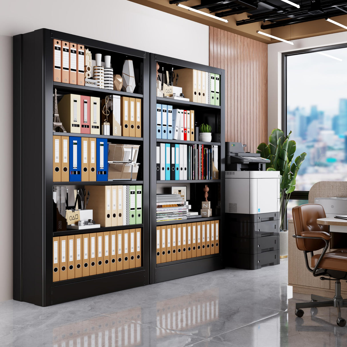 OpolQif Bookshelf, 5-Tier Bookshelf Metal Sturdy Bookcase,71" H Tall Black Bookcase with Adjustable Shelves, Heavy Duty Bookshelf for Living Room, Library, School, Study, Home Office OpolQif