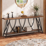 JUSTOGO 70.9" Narrow Console Table for Entryway, Industrial Long Sofa Table Behind Couch, Farmhouse Hallway Table with Storage for Living Room, Entrance, Foyer, Rustic Brown JUSTOGO