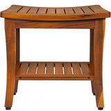 TEAKMAMA 20" Teak Shower Bench Waterproof Wood Shower Chair for Inside Shower Teak Stool with Shelf for Bathroom Sturdy Shower Seat for Elderly, Assembly Required TEAKMAMA