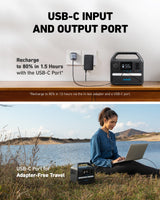 Anker 521 Portable Power Station Upgraded with LiFePO4 Battery, 256Wh 6-Port PowerHouse, 300W (Peak 600W) Solar Generator (Solar Panel Optional), 2 AC Outlets, 60W USB-C PD Output, Outdoor Generator Anker