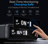 Smart Biometric Safe with Wireless Charging for Phone & Watch, 3 Access Methods to Unlock, Nightstand Drawer Safe LED Display with Humidity & Temperature Monitoring, Stopbox for Cash and Valuables ORARAER