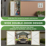 Aoxun 12x20x9.3 FT Shed Outdoor Metal Garage Shed 1700 CUFT Extra Large Storage Shed for Vehicles & Sundries 11" Snow Load Double-Door All-Weather Garden Shed (Brown) Aoxun