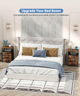 Akxomel Night Stand with Charging Station, 11" D x 15" W Nightstand with LED Light, Bedside Table with Fabric Drawers, Side Table with Open Shelf for Bedroom, Rustic Brown Akxomel