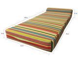 D&D Futon Furniture Multi-Color Striped Sleeper Chair Folding Foam Bed 70x32x6, Studio Guest Foldable Chair Bed, Sofa, Couch, High Density Foam 1.8 Pounds D&D Futon Furniture