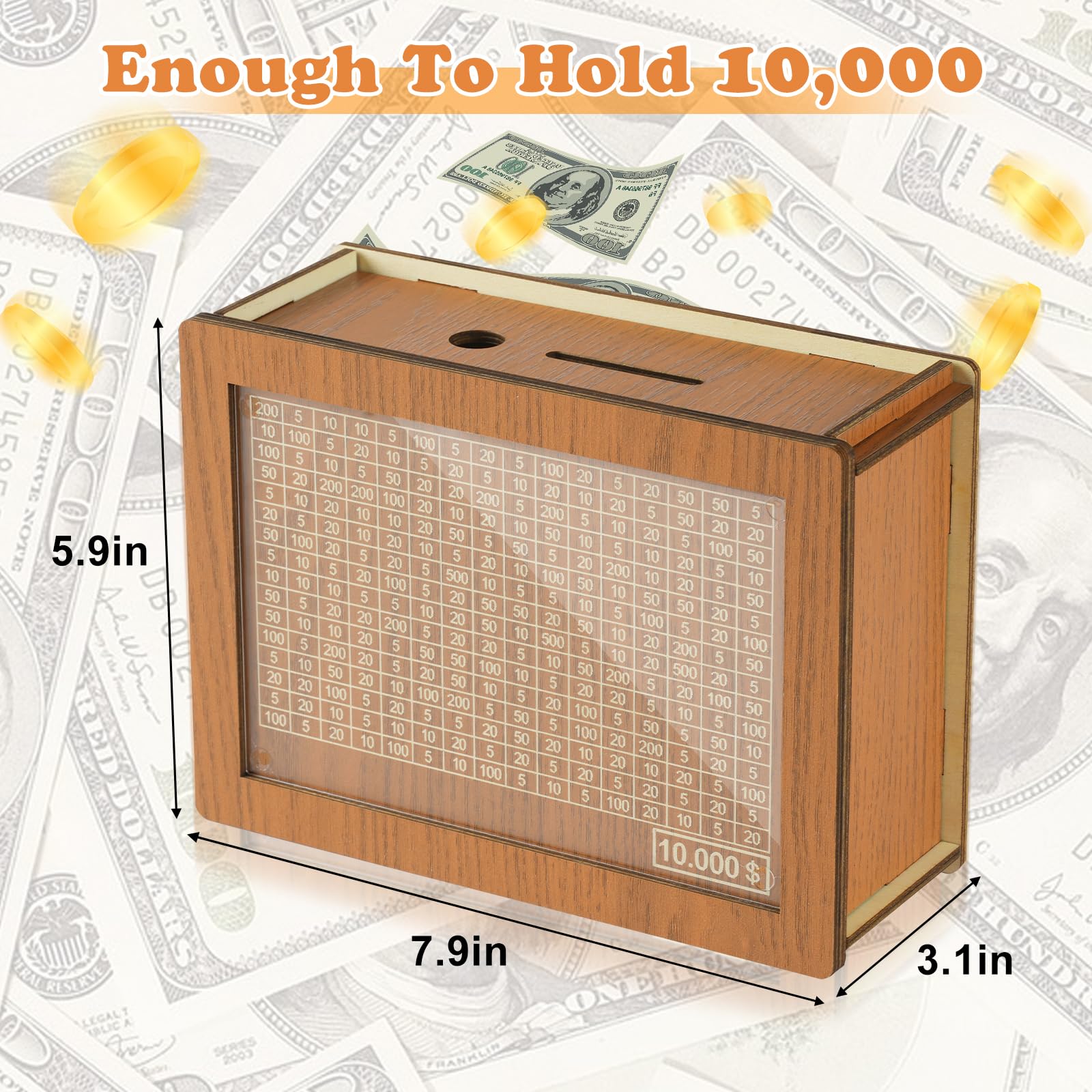 10000 Savings Challenge Box, Cashbox Kakeibo Money Box, Cash