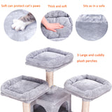 Heybly Cat Tree, 73 inches Tall Cat Tower for Large Cats 20 lbs Heavy Duty for Indoor Cats,Big Cat Furniture Condo for with Padded Plush Perch, Cozy Basket and Scratching Posts Light Gray HCT030W Heybly