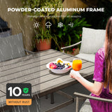 HAPPATIO 9-Piece Patio Table and Chairs Set for 8, Aluminum Outdoor Dining Set with Cushions, 8 Swivel Dining Chairs, 1 Large Rectangular Table with Umbrella Hole for Lawn, Porch, Backyard, Grey HAPPATIO