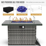 LayinSun Aluminum Furniture Set with Fire Pit Table, 5 Pieces Patio Sectional Conversation Chat Sofa Modern Seating Set LayinSun