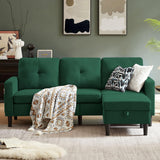 Pingliang Home Sectional Sofa Couches for Living Room, Modular 3 Seats Sectional Sofas L Shaped Couch with Storage and Reversible Chaise, Linen Fabric, 79" (Green) Pingliang Home