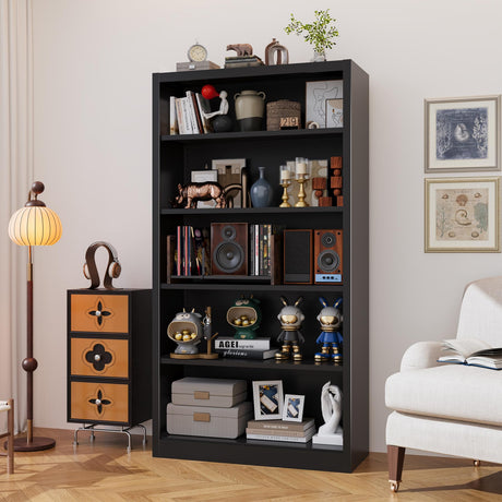 66"Heavy-Duty Steel Open Storage Cabinet with Adjustable Shelves, 6-Tier Shelving Unit, Easy Assembly Freestanding Organizer for Garage, Pantry,Office, Living Room (Black, 5 Tier-66"Hx 33"W x14"D) ZONLESON