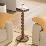 iFaveorr Small Side Table, Rubberwood‌ Drink Table for Small Spaces, Solid Wood Pedestal Coffee Tables, Round End Tables for Living Room, Sofa Couch, Bedroom, Corners, and Office (Brown, 9.4 inch) iFaveorr