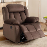INZOY Manual Recliner Chair with Padded Armrest, Wall-Hugger Single Sofa Recliners with Overstuffed Back, Classical Fabric Reclining Chairs for Living Room Theater Seating, Brown INZOY