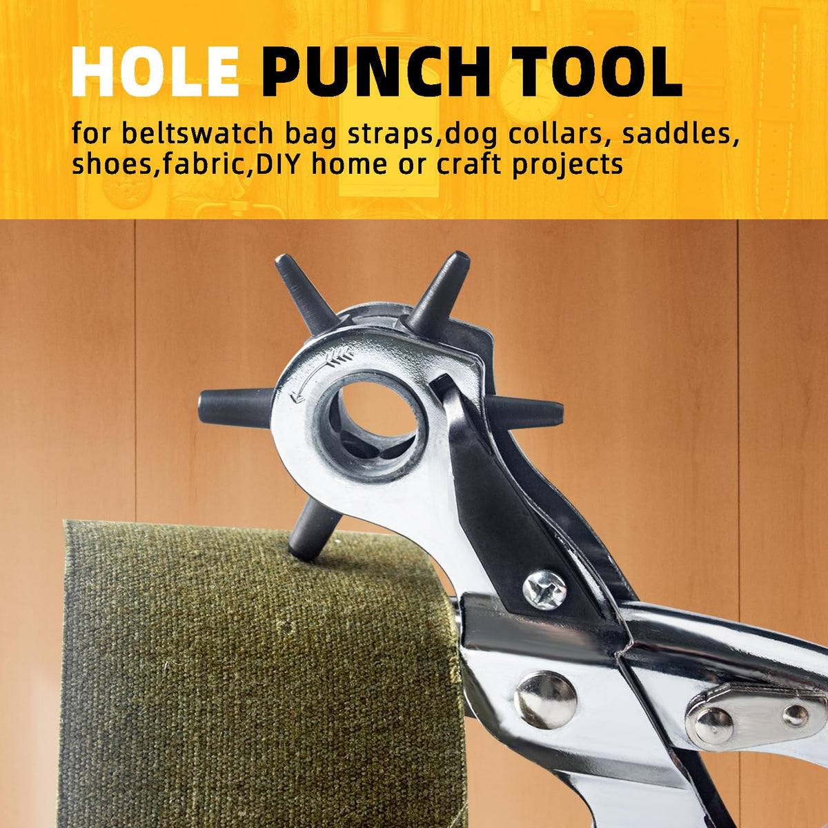 Leather Hole Punch, BILLION GOLD Heavy-Duty Belt Hole Puncher, Multi Sizes Hole Punch Tool for Leather, Belt, Watch Straps, Saddle, Cards BILLION GOLD