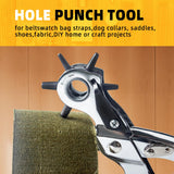 Leather Hole Punch, BILLION GOLD Heavy-Duty Belt Hole Puncher, Multi Sizes Hole Punch Tool for Leather, Belt, Watch Straps, Saddle, Cards BILLION GOLD