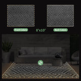 GENIMO Outdoor Rug with LED Strip Lights, 8'x10' Waterproof Camping Mat, Reversible Plastic Straw Rugs for Patio, RV, Camper, Balcony, Backyard, Picnic, Deck, Black & Gray GENIMO