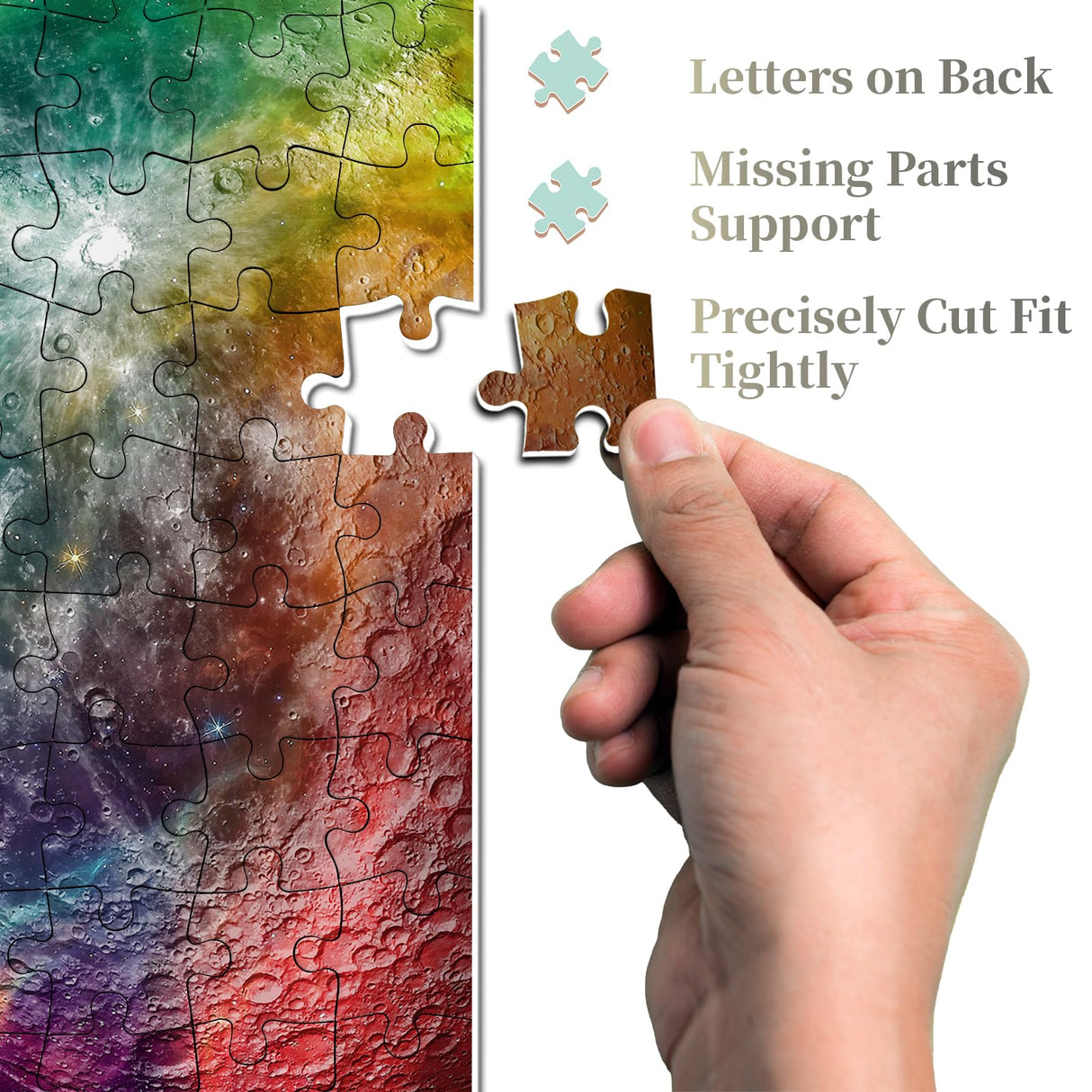 Space Rainbow Moon Puzzles for Adults 1000 Pieces, Planet Round Solar System Jigsaw Puzzles, Hard Galaxy Circle Puzzles PPuzzling