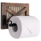 Autumn Alley Rustic Farmhouse Barn Door Toilet Paper Holder | Constructed of Warm Brown Wood, Gold Corrugated Metal and Black Metal | Adds Functional Farmhouse Charm to Your Bathroom Autumn Alley