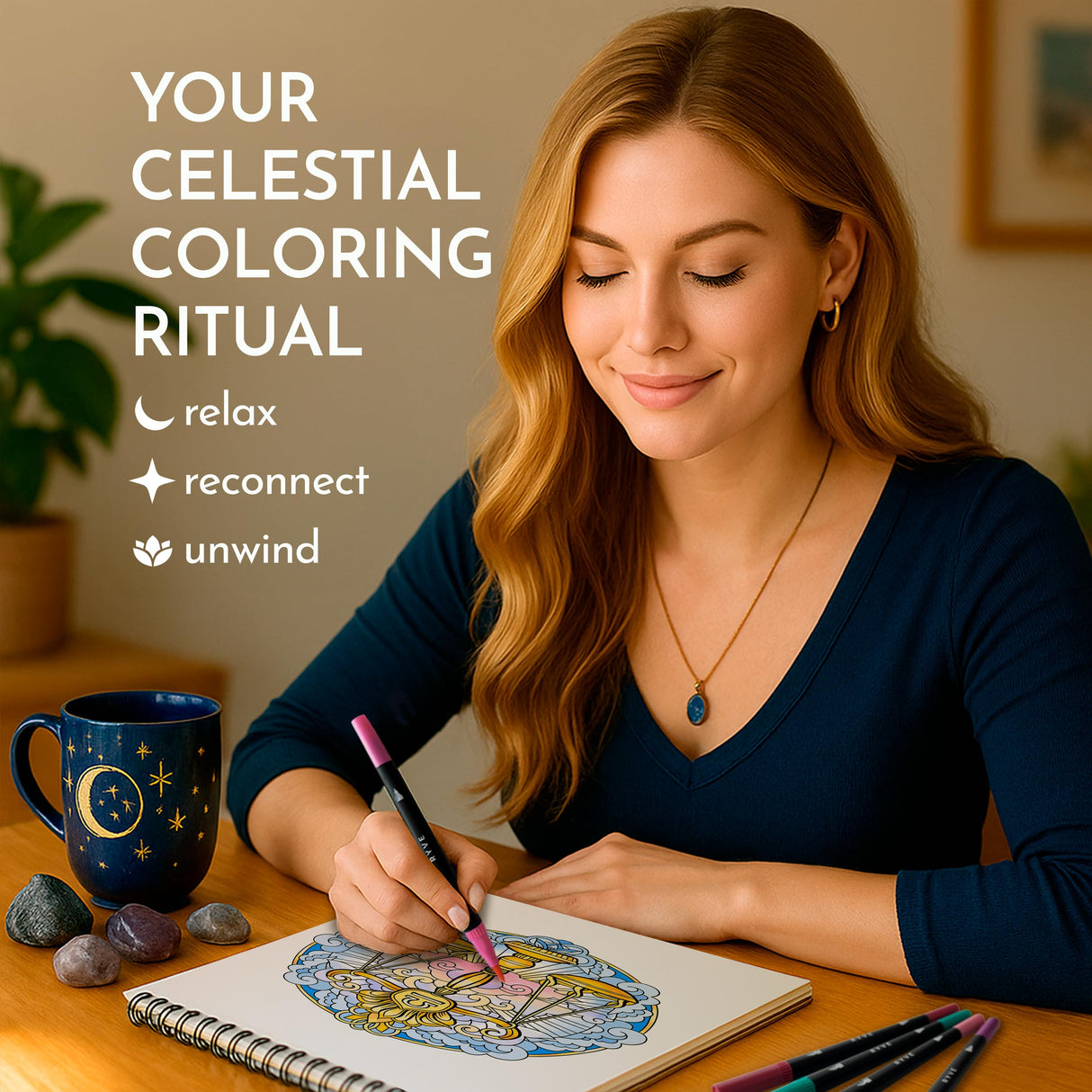 RYVE Mandala Coloring Book for Adults – 50 Unique Designs, Spiral Bound, Stress Relief & Relaxation Mindfulness Art Therapy | No-Bleed Paper | Easy-to-Tear Pages for Framing RYVE