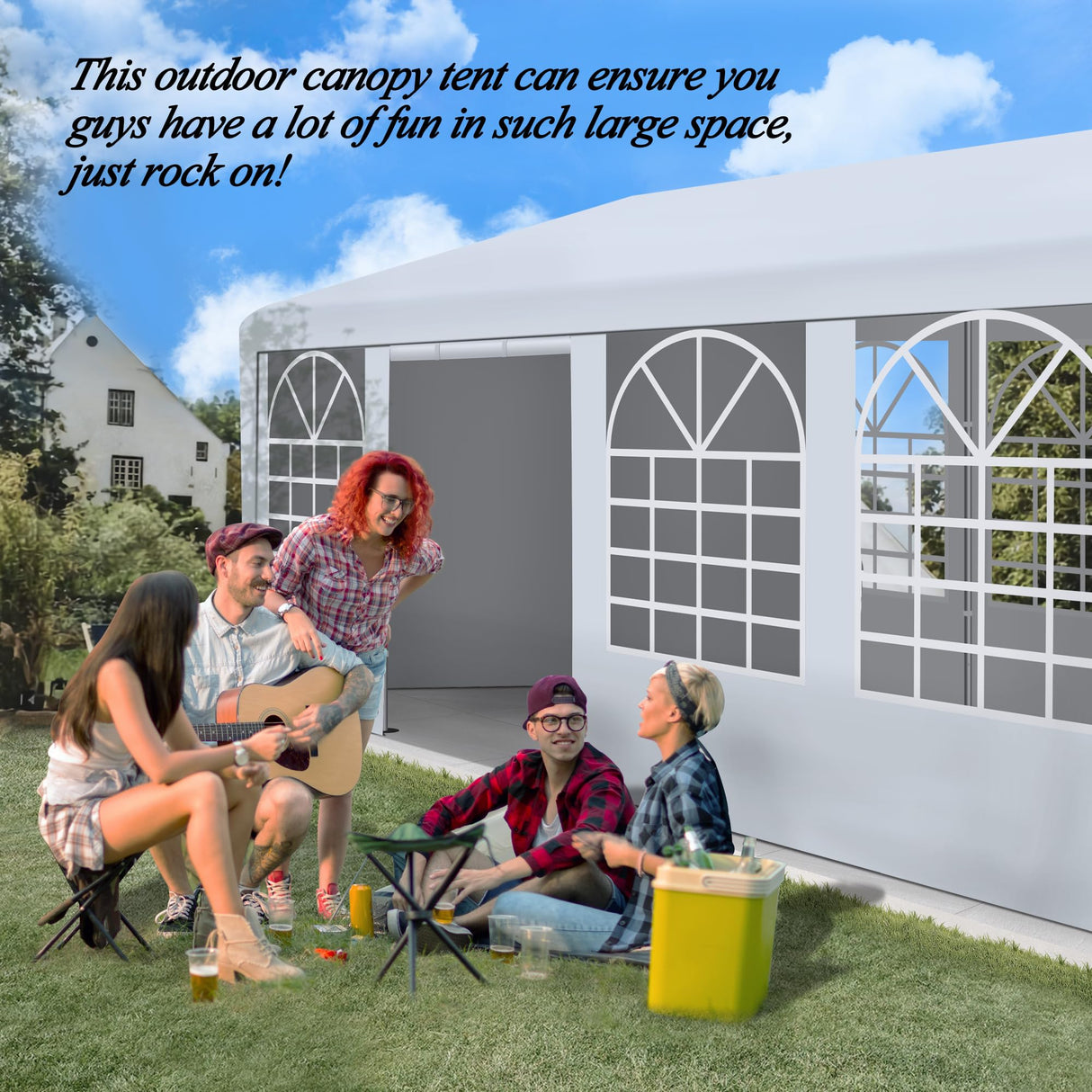 GARTOO 10' x 30' Canopy Party Tent & Carport - Heavy Duty Outdoor Wedding Gazebo with 4 Sand Bags, Event Shelter Canopy for Outdoor Event, Wedding, Birthday Party GARTOO