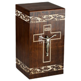 INTAJ Handmade Wooden Urn for Human Ashes - Cross Cremation Urn Premium Handcrafted - Adult Funeral Urn Handmade Human Urn for Ashes (Rosewood Cross, INTAJ