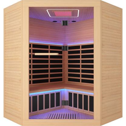 Sauna Infrared Far Infrared Sauna for Home Low EMF Dry Sauna for 3-5 person with Hemlock Wood Sauna for Home 4 Person Infrared Sauna Indoor Sauna in Home Large Sauna 2400W with Bluetooth Speakers