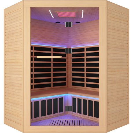 Sauna Infrared Far Infrared Sauna for Home Low EMF Dry Sauna for 3-5 person with Hemlock Wood Sauna for Home 4 Person Infrared Sauna Indoor Sauna in Home Large Sauna 2400W with Bluetooth Speakers RIGO