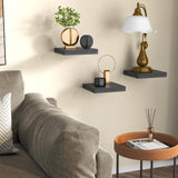 Fixwal Floating Shelves for Wall, Small Black Shelves Wall Mounted Shelf for Bathroom, Living Room, Bedroom, Kitchen Decor (Set of 3, 8x8) Fixwal