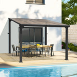 Pamapic 10 * 10FT Wall Mounted Gazebo,4*4 Inch Thickened Pillars & Enlarged Base,Outdoor Hardtop Lean to Pergola,UV Resistant Polycarbonate Roof,Aluminum Frame Pergola,Outdoor Patio Awnings for Lawn Pamapic