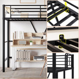 VECELO Twin Size Loft Bed with Full-Length Guardrails and Removable Ladder, Heavy-Duty Metal Frame, Space-Saving Design & Noise-Free, Black VECELO