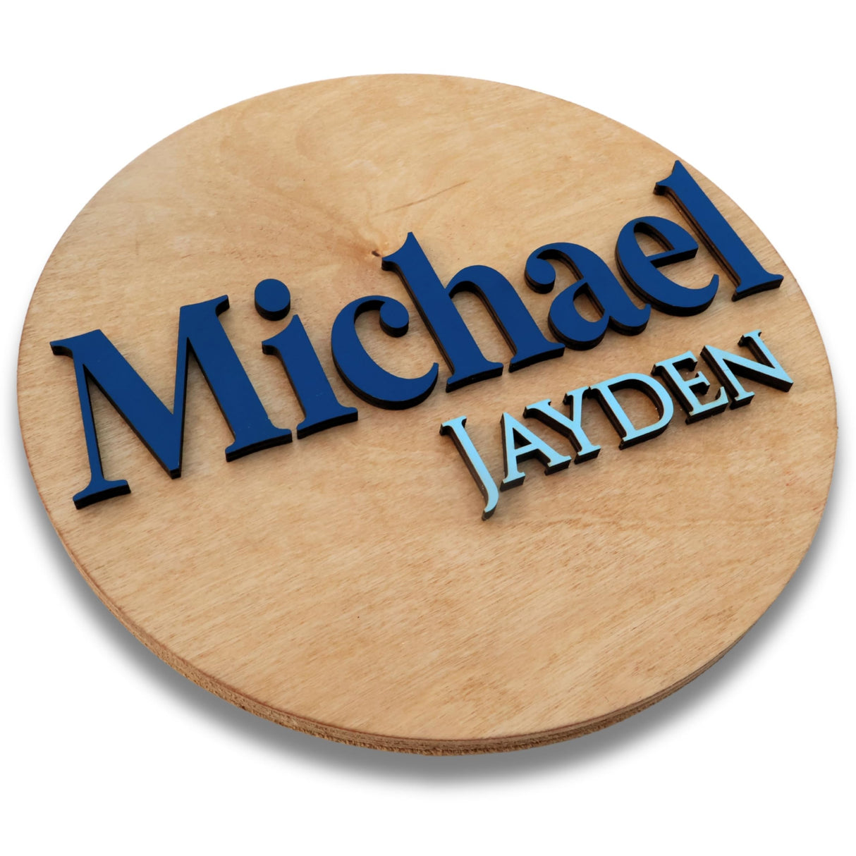 Custom Round Nusery Name Sign, Personalized 3D Baby Name Announcement Sign, Personalized Wooden Wall Plaque, 3D Wall Art for Children & Kids Rooms, Family Name Signs, 30 Colors (Design 9) Obsidian Home Creations