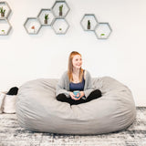 Big Joe Fuf XXL Foam Filled Bean Bag Chair with Removable Cover, Fog Lenox, Durable Woven Polyester, 6 feet Giant Big Joe