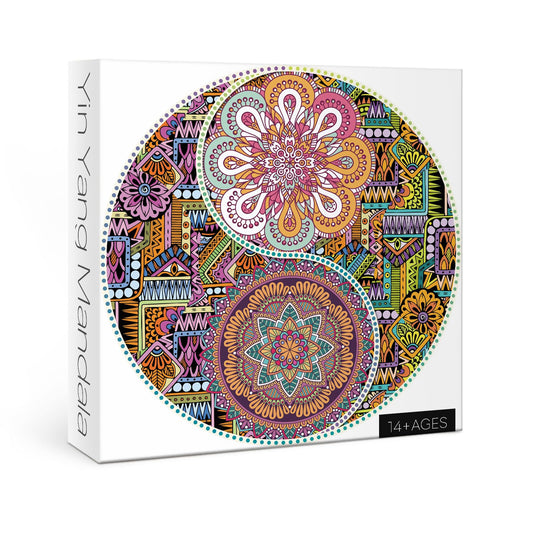 Ying Yang Zen Mandala Puzzles for Adults, Flower Jigsaw Puzzles 1000 Pieces, Round Colorful Mandala Puzzle for Home Decor