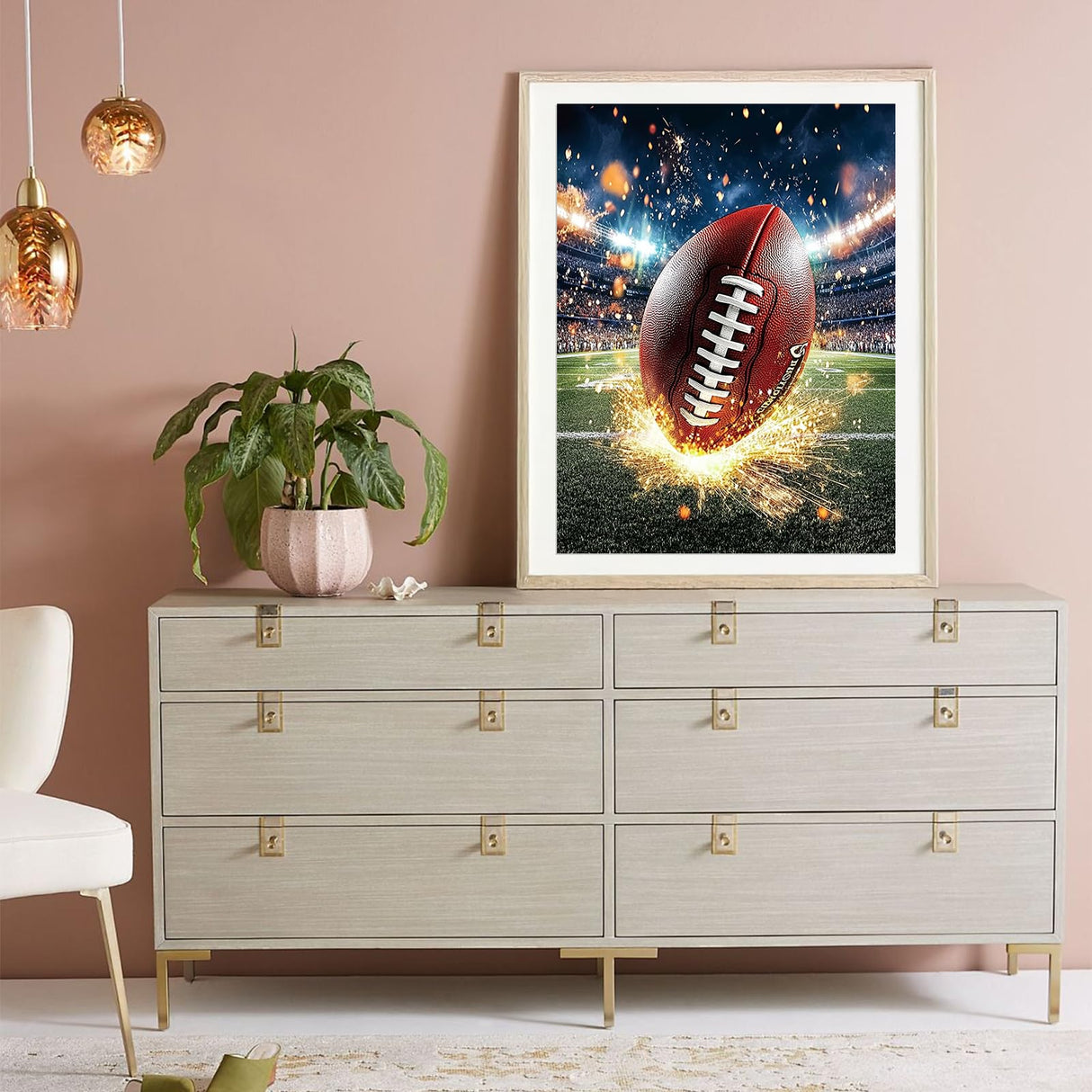 Miwixy Rugby Football Diamond Art Painting Kits for Adults,Super Football Diamond Painting,5D Full Drill Round Sports Diamond Art Dots Canvas for Beginners Home Wall Decor 12 x 16 Inch Miwixy